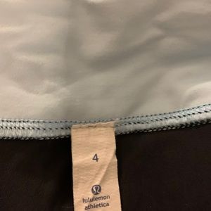 lululemon black cropped leggings with blue detail